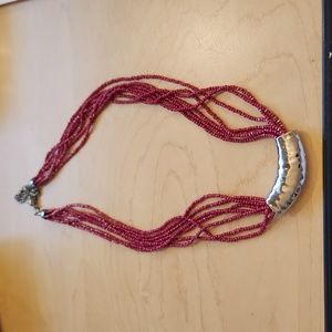 Modern red bead necklace